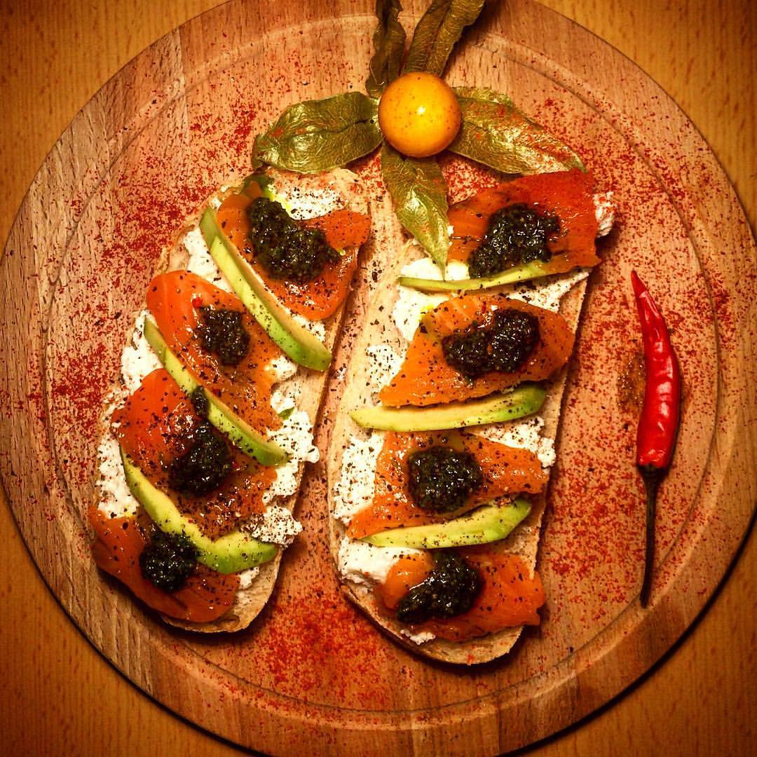 # # #ciabata #ricotta #avocado #fish #pesto #food #foodporn #foodfoto ...