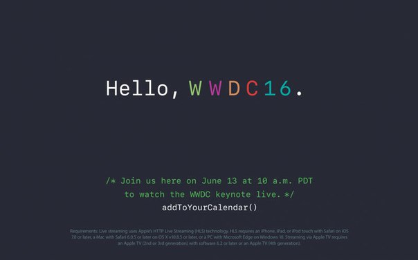 Apple будет вести прямую трансляцию презентации iOS 10 и OS X 10.12.Хорошие новости для всех ...