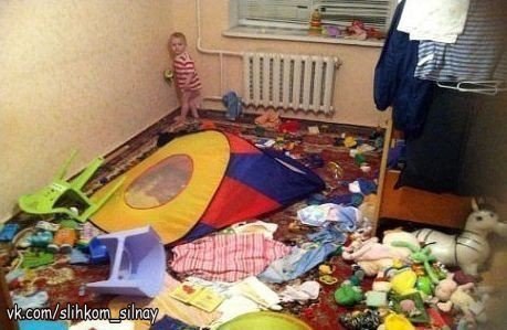 - Мааам, я лучше в углу постою, пока ты всё уберёшь...