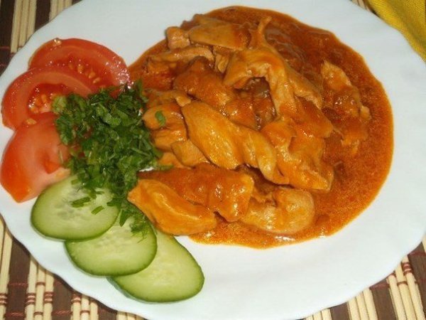 Гуляш из куриного филе.Ингредиенты:филе куриное - 500 - 600 гморковь - 1 шт.лук - 1-2 шт.чеснок - 1 ... - 7