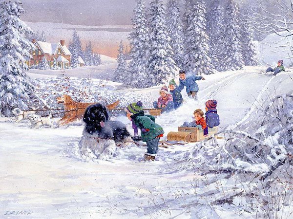 Р. Вот веселье, кутерьма, Подзадорила зима, И салазки, и коньки, И весёлые снежки. Всё кругом ...