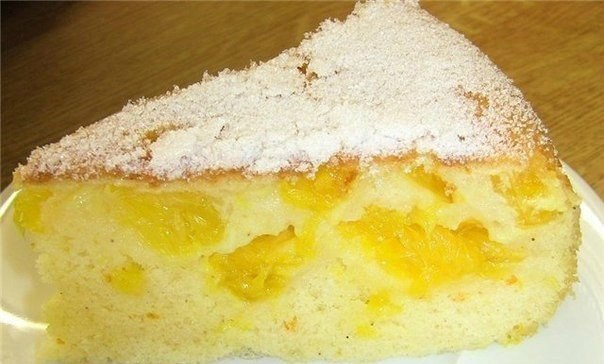 Апельсиновая шарлотка - вкусная домашняя выпечка.Ингредиенты: пшеничная мука - 1,5 стакана сахарный ...