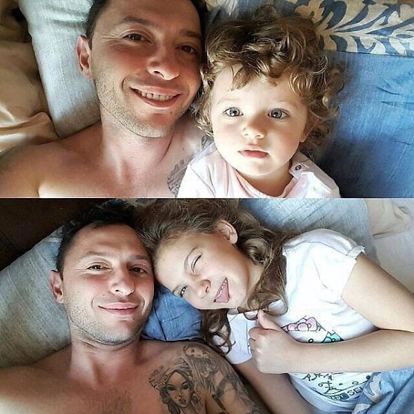 Рома Зверь с дочками Олей и Зоей 