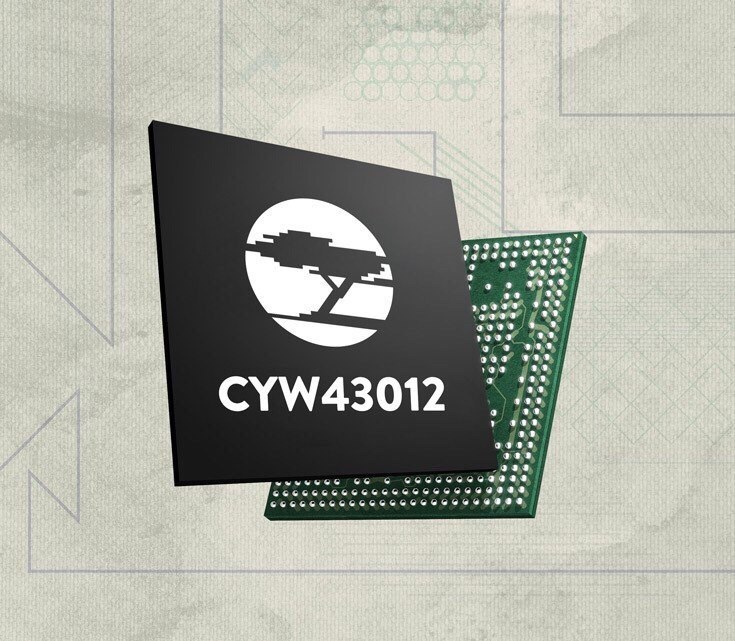 Микросхема Cypress CYW43012, поддерживающая Wi-Fi 802.11ac и Bluetooth 5.0, предназначена для ...
