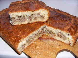 КАПУСТНО-МЯСНОЙ ПИРОГ .ИНГРЕДИЕНТЫ: 200 гр. маргарина или масла, 250 гр. творога, 3 яйца + 1 на ...