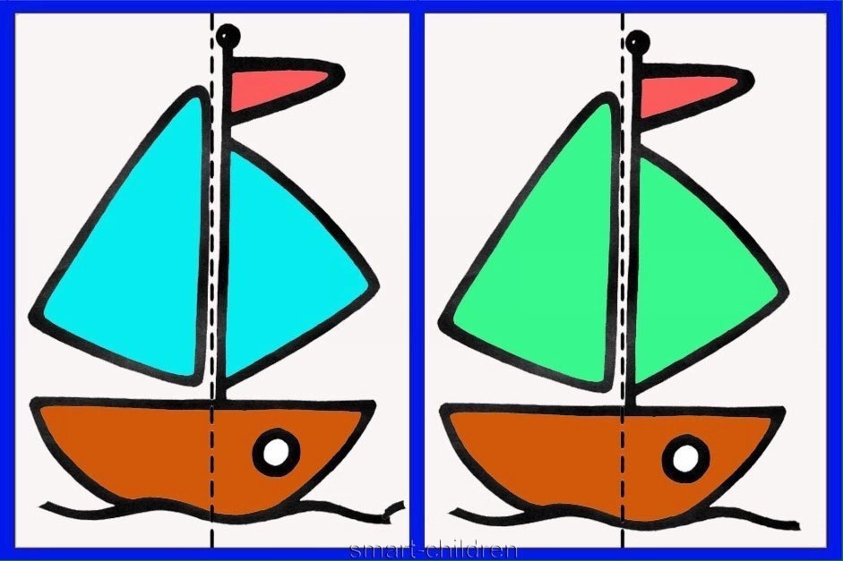 Разрезать картинку. Сложи половинки для малышей. Сложи транспорт из частей. Кораблики разного цвета. Сложи к из частей.