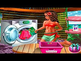 Moana-Exotic Girl Washing Clothes. Games for girls.