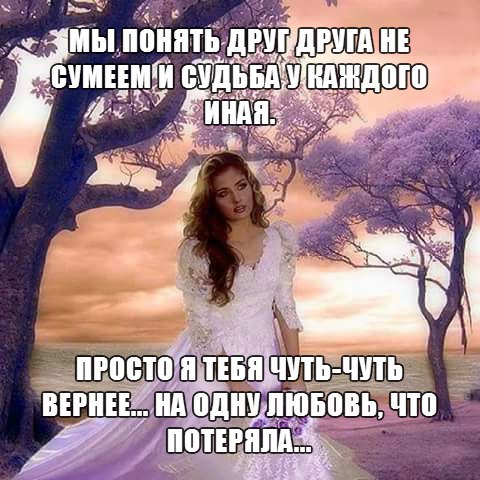 Мы понять друг друга не сумеем.И судьба у каждого иная. Просто я тебя чуть-чуть сильнее На одну ...