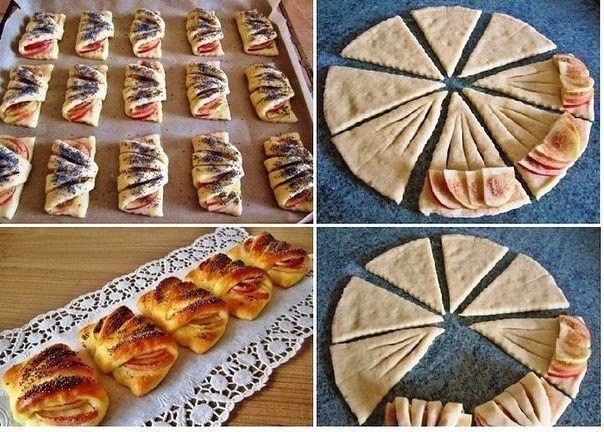 Конвертики с яблоками из творожного теста.Этот рецепт для меня - находка! Тесто:Творог — 150 г.Сахар ...