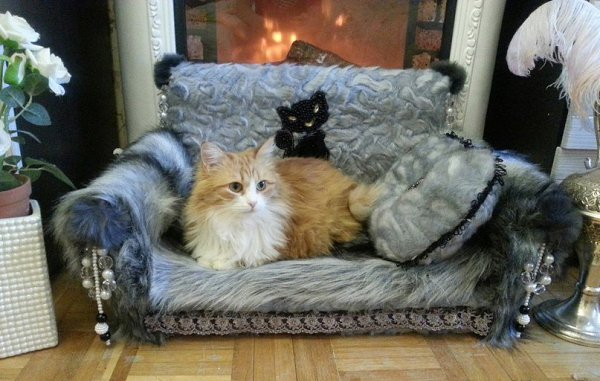 Диваны для кошек из коробок, поролона и искусственного меха - 4
