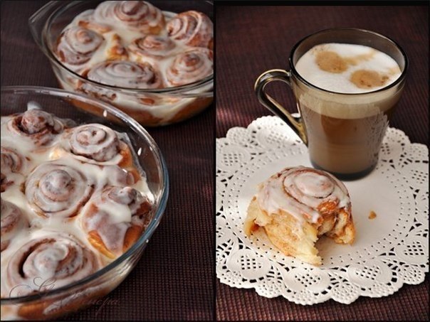 Булочки Синабон (Cinnamon Rolls).Для теста:Молоко тёплое – 250 млЯйцо взбитое – 1 шт.Масло сливочное ...