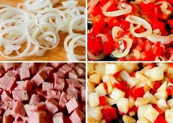 Фриттата по-испански.Ингредиенты:Картофель — 3 шт.Репчатый лук — 1 шт.Болгарский перец красный — 1 ... - 2