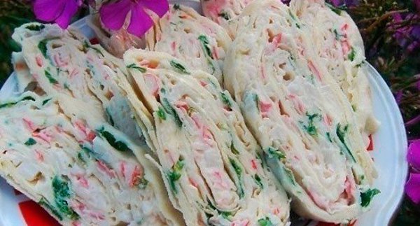 Рулет из лаваша с огурцом и крабовыми палочками .на 100грамм - 151.09 ккалБ/Ж/У - ...