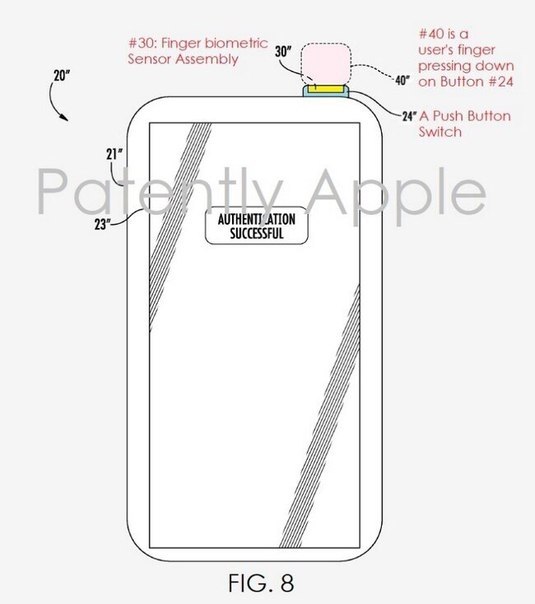Сканер отпечатков пальцев iPhone 8 может находиться под кнопкой включения. На данный момент нет ...