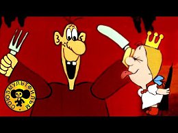 История основана на игре слов ужасный-прекрасный. Маленькая принцесса заблудилась в лесу и попала в землянку к людоеду.Текст:Принцесса былаПрекрасная,Погода былаУжасная,ДнемВо втором часуЗабл...