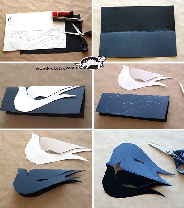 Оригами ласточки из картона (43 фото)
