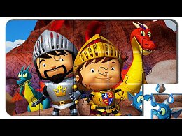 Puzzle Video For Kids Mike the Knight. Puzzle cartoon with colored cars.