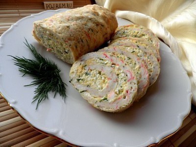 Рулет из крабовых палочек в лаваше. Очень вкусная, нежная и яркая закуска в виде рулета. Украсит как ... - 5