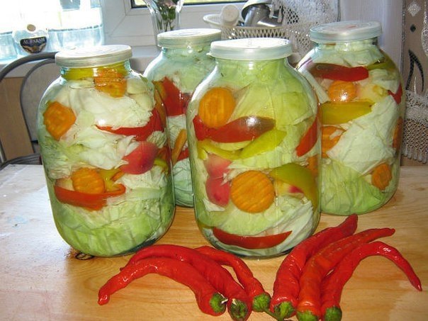 Острая маринованная капуста с овощами. #закрутки #заготовки #консервацияНа 3-х литровую банку: ...