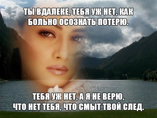 Ты вдалеке, тебя уж нет, Как больно осознать потерю. Тебя уж нет, а я не верю, Что нет тебя, что ...