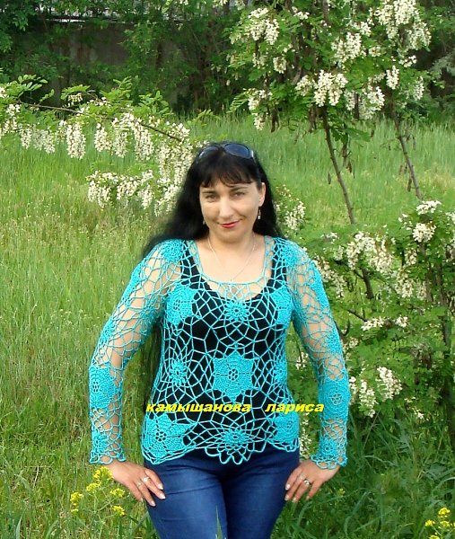 Всем-всем летнего денечка! Ажурная кофточка, Лазурь, украсит летний гардероб модниц и ценительниц ... - 2