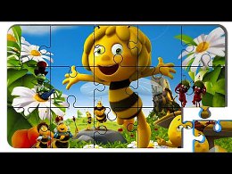 Puzzle Video For Kids Maya The Bee. Puzzle cartoon with colored cars.