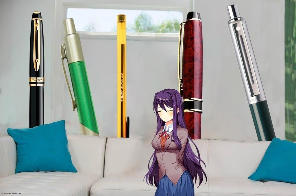 The pen girl. ДДЛК Юри и ручка. Yuri DDLC ручка. Доки доки Юри и ручка. Doki Doki Yuri Pen.