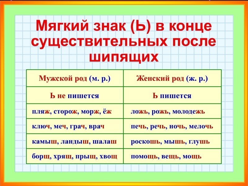 В каком числе есть ошибка. Правописание ь на конце существительных после шипящих. Правило ь после шипящих на конце имён существительных. Мягкий знак после шипящих в существительных правило. Существительные мягкий знак на конце слов после шипящих.