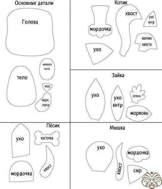 Забавные игрушки из фетра по одной выкройке - 5