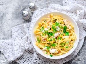 САЛАТ С БЛИНАМИ ИЗ КРАХМАЛА И КУРИЦЕЙ.Салат с блинами из крахмала и курицей - очень вкусный, ...