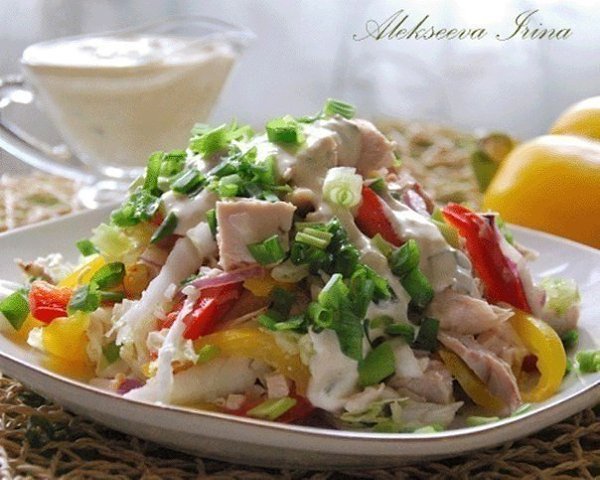 Салаты с куриным филе! 1. Салат с курицей Ингредиенты: отварное куриное филе – 300г фасоль (отварная ... - 5