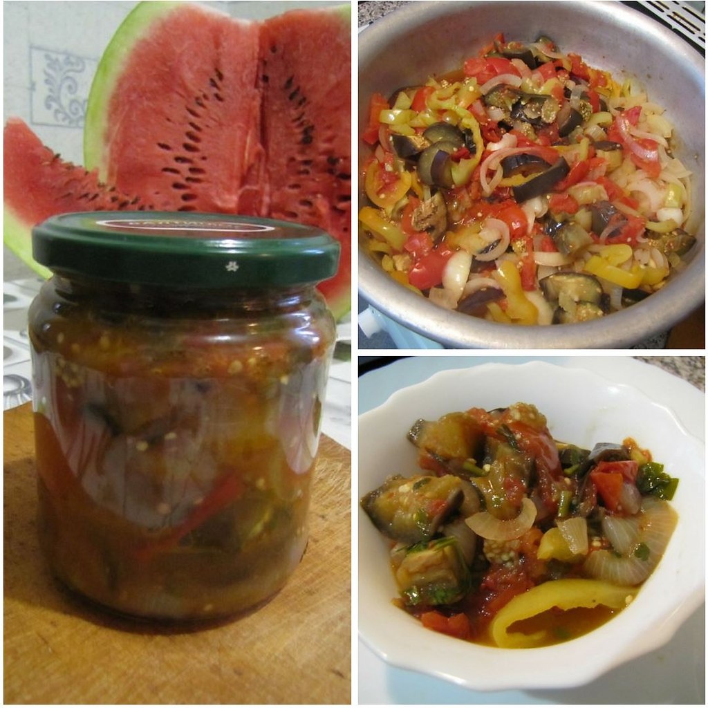 Соте на зиму.Вкусно и быстроИНГРЕДИЕНТЫбаклажаны 3 шт.перец болгарский 3 шт.помидор 3 шт.лук ...