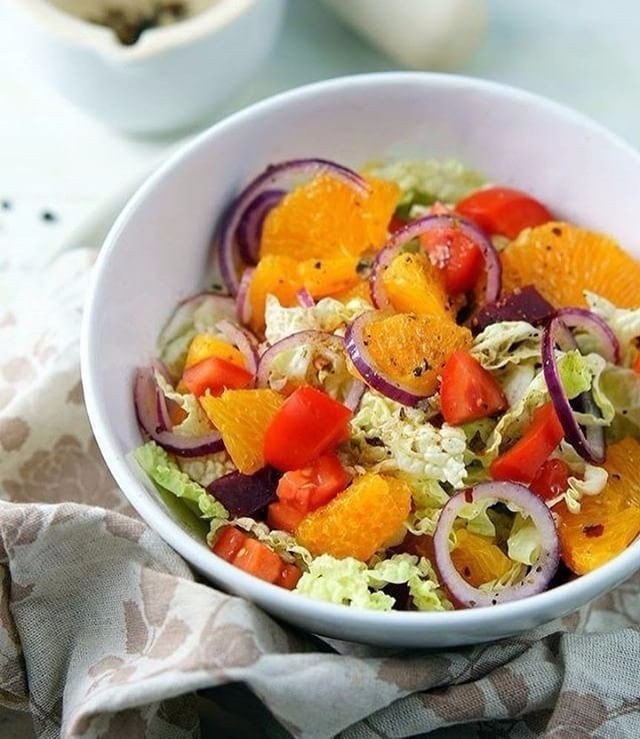 Tangerine, beetroot and tomato salad..  2 :- 1  - 2  ...