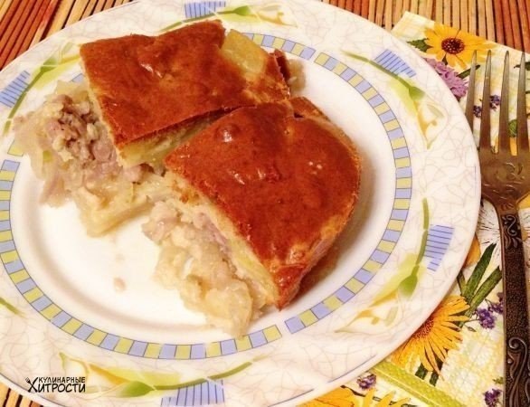 МЯСНОЙ ПИРОГ ЗА 15 МИНУТ.Ингредиенты:Начинка: Мясо (свинина) – 400-500 г Лук репчатый – 2 шт. ...