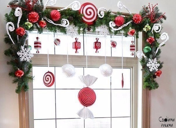 Декор квартиры к Новому году. Украшаем окна. - 9