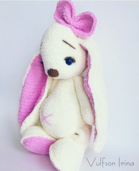 #игрушки@fan_handmade.Плюшевая зайка40 см. Выполнена из нежнейшей пряжи Alize Softy Baby. Отправка ...