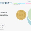 This is to certify that Danil Startsev has successfully completed the jQuery Tutorial ourse. https://www.sololearn.com/Certificate/1082-3275919/pdf/   SoloLearn