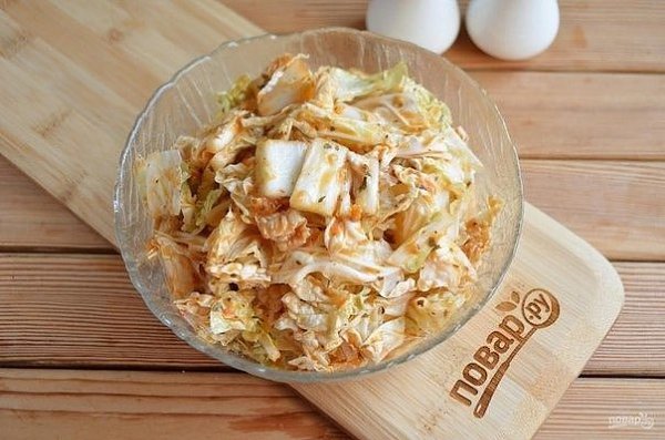 Кимчи из пекинской капусты. Хочу поделиться вкусным рецептом корейской кухни. Получается капуста ... - 5