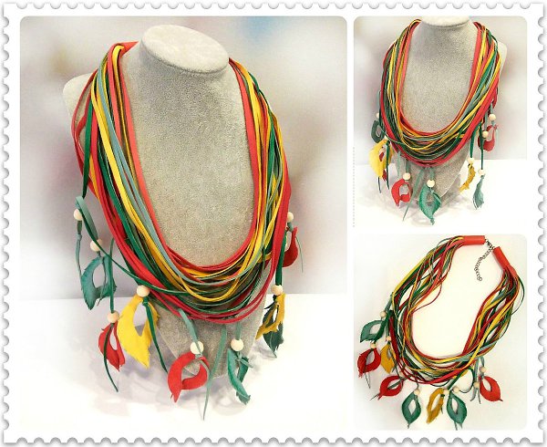 #украшение@fan_handmade.«Радужный вальс» - колье из натуральной итальянской кожи, нарядное и легкое. ...