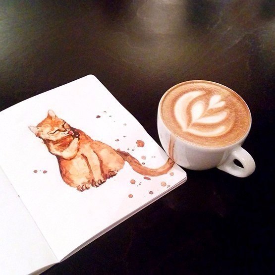 Художница Елена Ефремова создала серию рисунков Coffee cats (Кофе-кошки), где каждая кошка обладает ... - 7