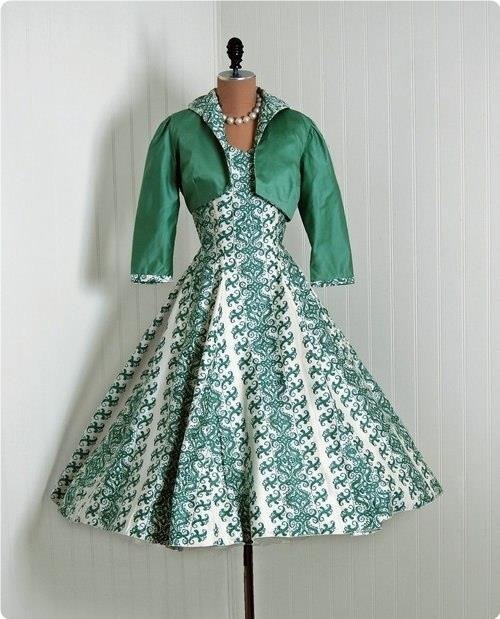 Винтaжныe плaтья в зeлeнoм кoлope. - 7