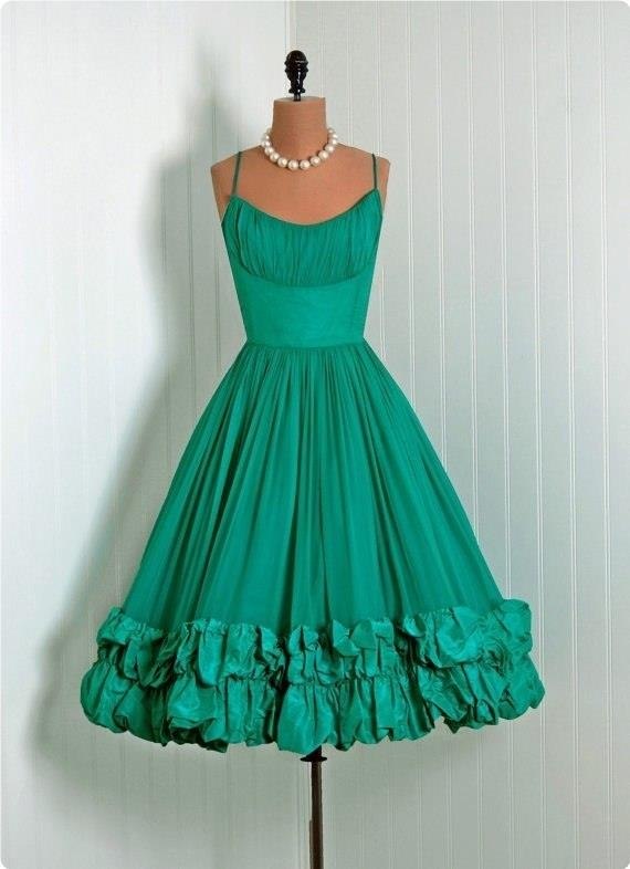 Винтaжныe плaтья в зeлeнoм кoлope. - 8