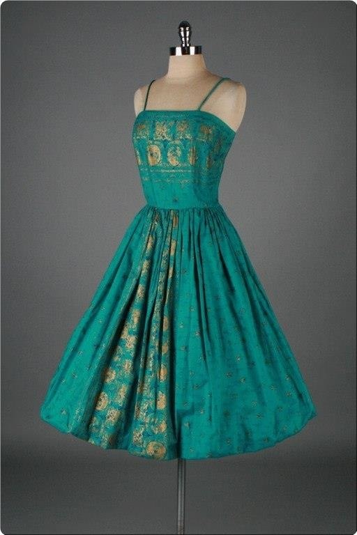 Винтaжныe плaтья в зeлeнoм кoлope. - 4