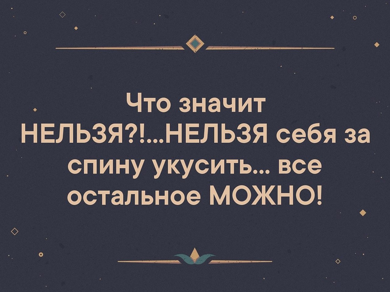 Остальное можно. Что значит нельзя нельзя себя за спину укусить. Что значит нельзя. Нельзя себя за спину укусить всё остальное можно. Нельзя значит нельзя.