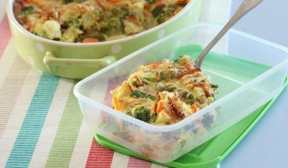 Запеканка с овощами и курочкой.на 100грамм - 101.15 ккалБ/Ж/У - 15.83/2.59/2.63 Ингредиенты: Куриное ...