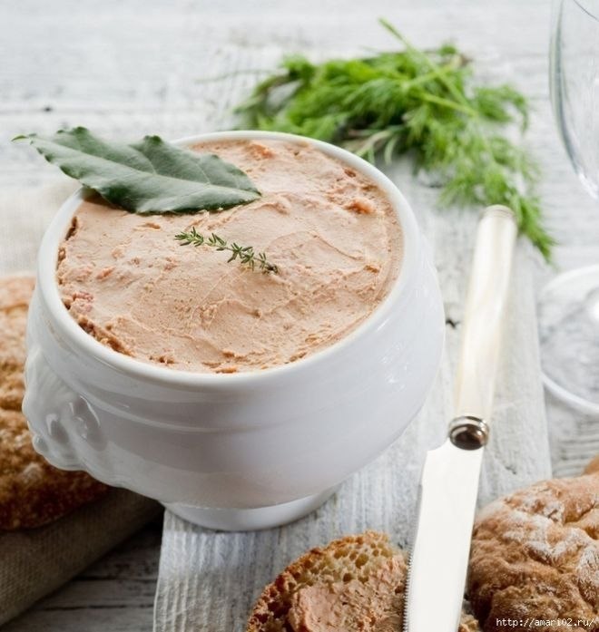 Паштет из куриной грудки.Ингредиенты:260 гр куриной грудки140 гр лука и 10 гр чеснокасоль, перец (по ...