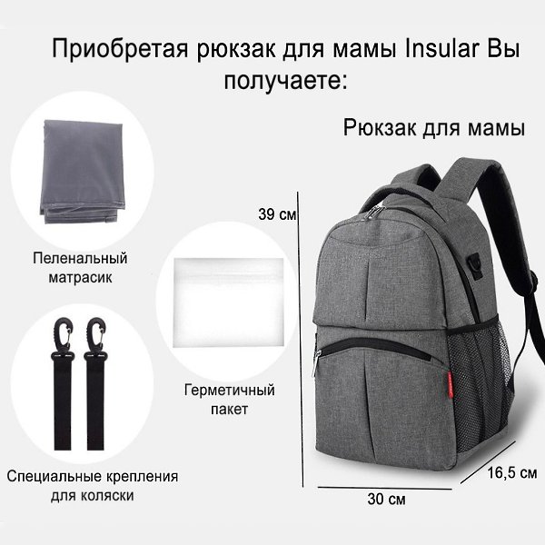 Как сделать ежедневные прогулки с малышом комфортными? Вам поможет рюкзак для мам Insular! Легкий и ... - 5