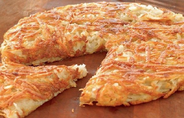 Картофель Рёшти - Швейцарская кухня.ИнгредиентыКартофель - 1 кг.Сливочное масло - 120 г.Соль - по ... - 4
