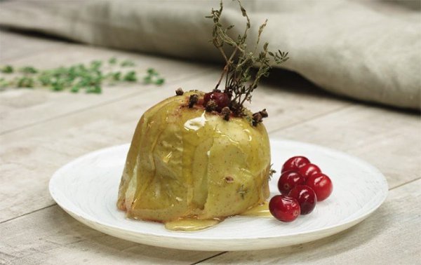 Печёное яблоко с мёдом и клюквой.Очень простой и вкусный десерт приготовленный из зеленого ...