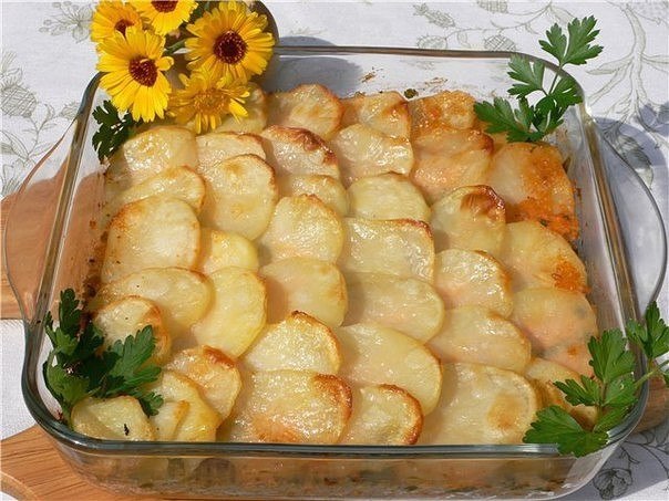 Картофельная запеканка с мясом.Ингредиенты400 г мяса постного телятина, говядина100 – 150 г лука ...